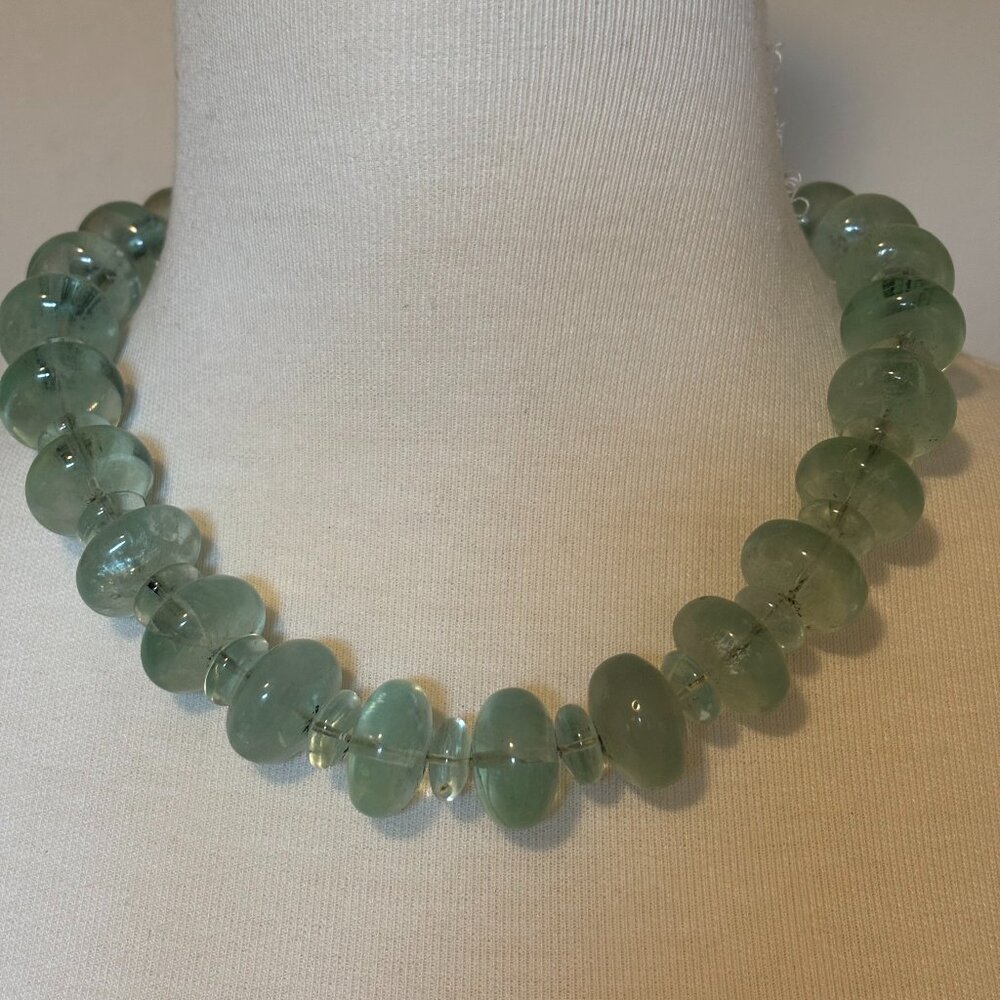 Genuine Fluorite Bead Sterling Necklace
